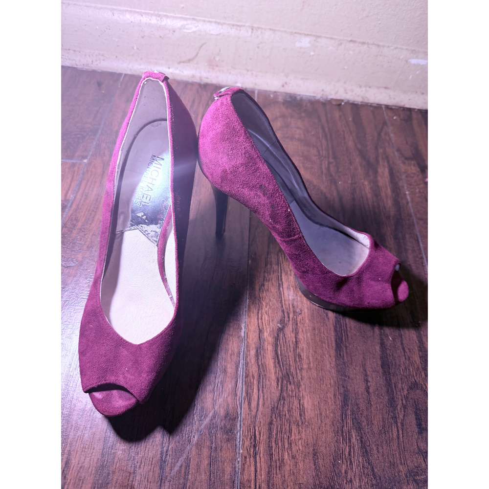 MICHAEL Michael Kors Red Suede Peep Toe High Heel Pumps